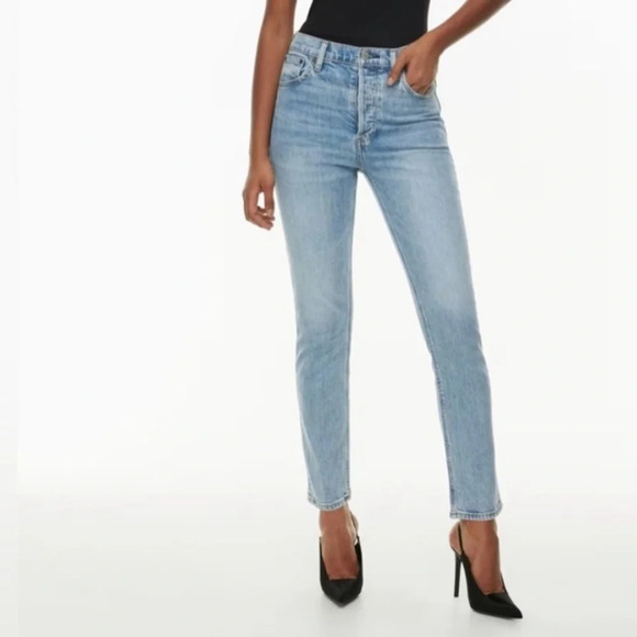 Aritzia Denim Forum jeans the yoko high rise slim leg button fly 23 - Picture 1 of 12